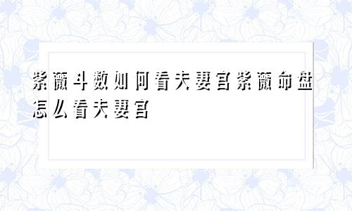 紫薇斗数如何看夫妻宫紫薇命盘怎么看夫妻宫