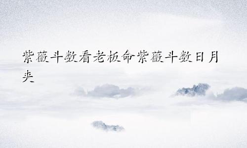 紫薇斗数看老板命紫薇斗数日月夹