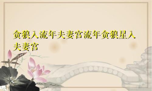 贪狼入流年夫妻宫流年贪狼星入夫妻宫