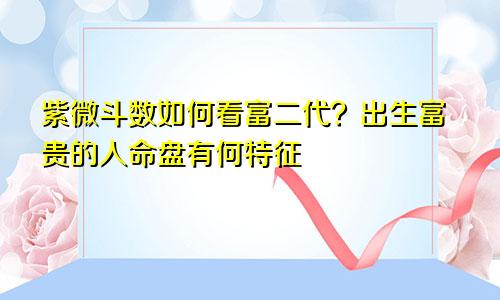 紫微斗数如何看富二代?出生富贵的人命盘有何特征