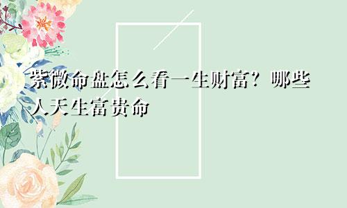 紫微命盘怎么看一生财富？哪些人天生富贵命