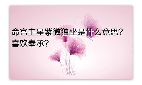 命宫主星紫微独坐是什么意思？喜欢奉承？