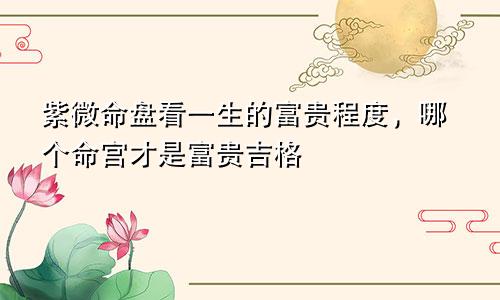 紫微命盘看一生的富贵程度，哪个命宫才是富贵吉格