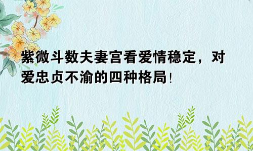 紫微斗数夫妻宫看爱情稳定,对爱忠贞不渝的四种格局!