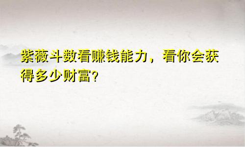 紫薇斗数看赚钱能力，看你会获得多少财富？
