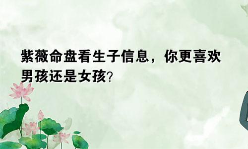 紫薇命盘看生子信息，你更喜欢男孩还是女孩？
