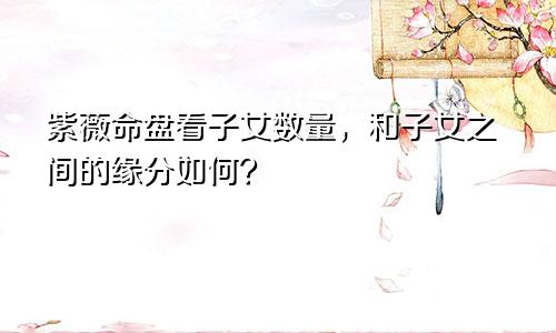 紫薇命盘看子女数量，和子女之间的缘分如何？