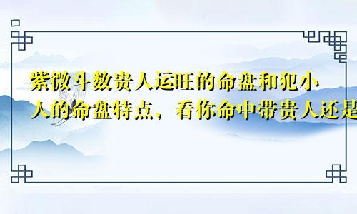 紫微斗数贵人运旺的命盘和犯小人的命盘特点，看你命中带贵人还是小人！