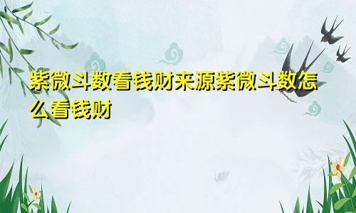 紫微斗数看钱财来源紫微斗数怎么看钱财