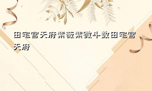 田宅宫天府紫薇紫微斗数田宅宫天府