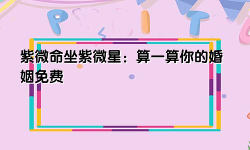 紫微命坐紫微星：算一算你的婚姻免费