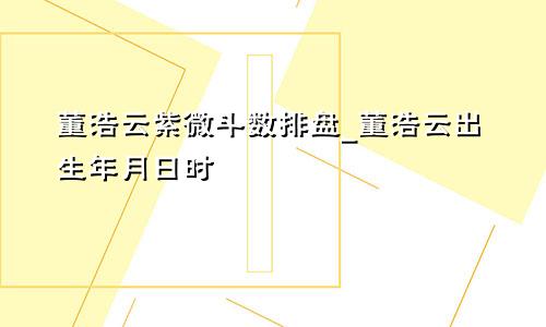 董浩云紫微斗数排盘_董浩云出生年月日时
