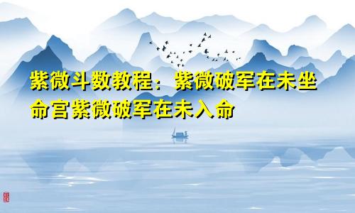 紫微斗数教程：紫微破军在未坐命宫紫微破军在未入命