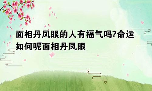 面相丹凤眼的人有福气吗?命运如何呢面相丹凤眼
