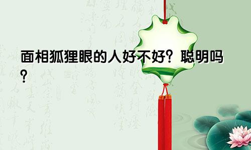 面相狐狸眼的人好不好？聪明吗？