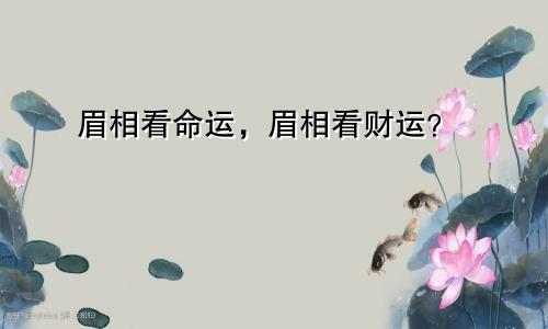 眉相看命运，眉相看财运？
