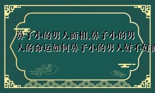 鼻子小的男人面相,鼻子小的男人的命运如何鼻子小的男人好不好面相