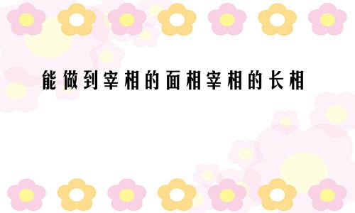 能做到宰相的面相宰相的长相