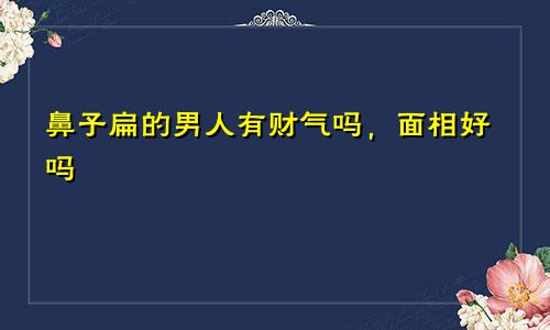 鼻子扁的男人有财气吗，面相好吗