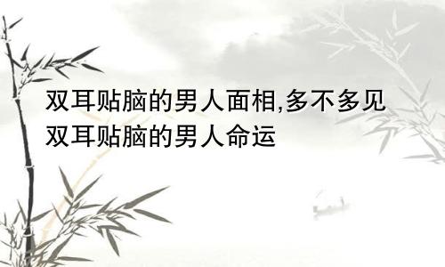 双耳贴脑的男人面相,多不多见双耳贴脑的男人命运