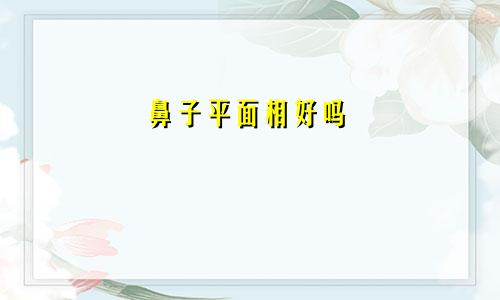 鼻子平面相好吗