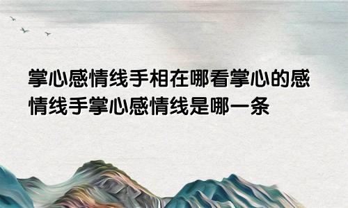 掌心感情线手相在哪看掌心的感情线手掌心感情线是哪一条