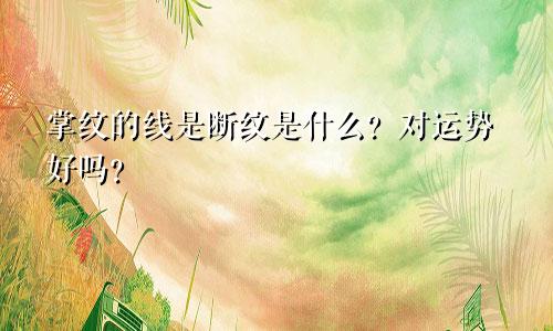 掌纹的线是断纹是什么？对运势好吗？