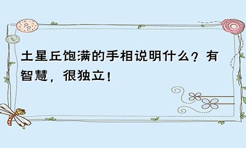 土星丘饱满的手相说明什么?有智慧,很独立!