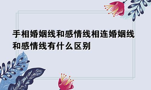 手相婚姻线和感情线相连婚姻线和感情线有什么区别