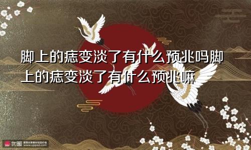 脚上的痣变淡了有什么预兆吗脚上的痣变淡了有什么预兆嘛