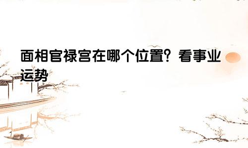 面相官禄宫在哪个位置?看事业运势