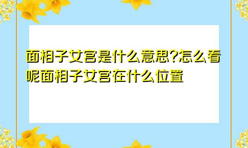 面相子女宫是什么意思?怎么看呢面相子女宫在什么位置