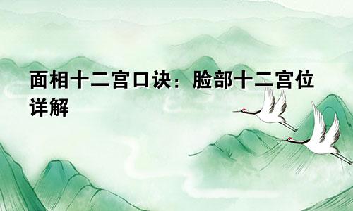 面相十二宫口诀：脸部十二宫位详解