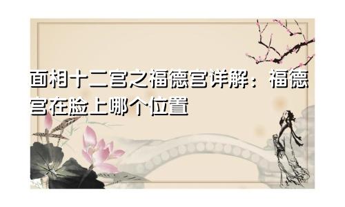 面相十二宫之福德宫详解：福德宫在脸上哪个位置