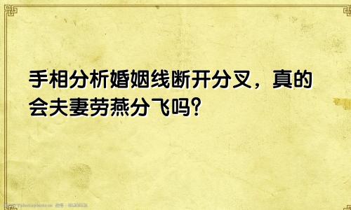 手相分析婚姻线断开分叉，真的会夫妻劳燕分飞吗？