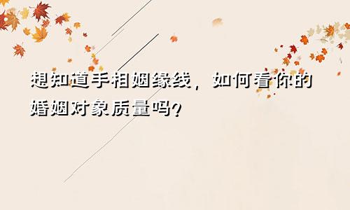 想知道手相姻缘线,如何看你的婚姻对象质量吗?