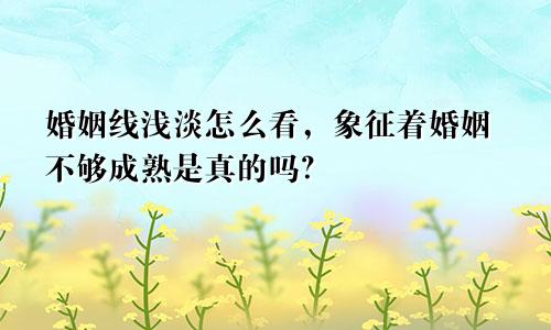 婚姻线浅淡怎么看,象征着婚姻不够成熟是真的吗?