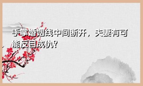 手掌婚姻线中间断开，夫妻有可能反目成仇？