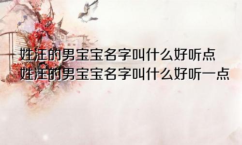 姓汪的男宝宝名字叫什么好听点姓汪的男宝宝名字叫什么好听一点