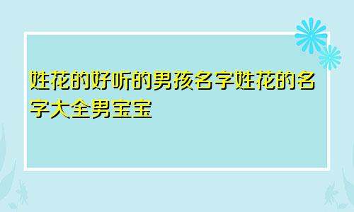 姓花的好听的男孩名字姓花的名字大全男宝宝
