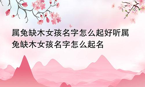 属兔缺木女孩名字怎么起好听属兔缺木女孩名字怎么起名