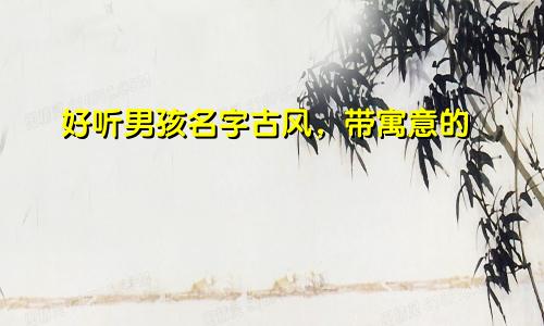 好听男孩名字古风,带寓意的