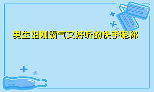男生阳刚霸气又好听的快手昵称