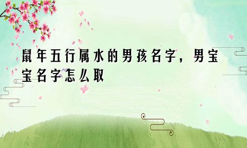 鼠年五行属水的男孩名字，男宝宝名字怎么取