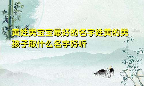 黄姓男宝宝最好的名字姓黄的男孩子取什么名字好听