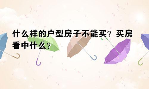 什么样的户型房子不能买？买房看中什么？