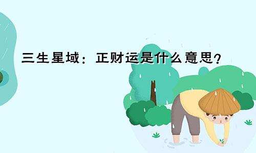 三生星域:正财运是什么意思?