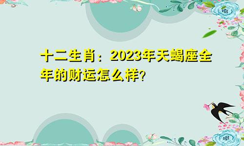 十二生肖:2023年天蝎座全年的财运怎么样?