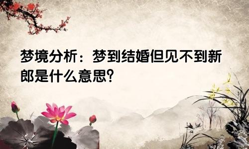 梦境分析:梦到结婚但见不到新郎是什么意思?