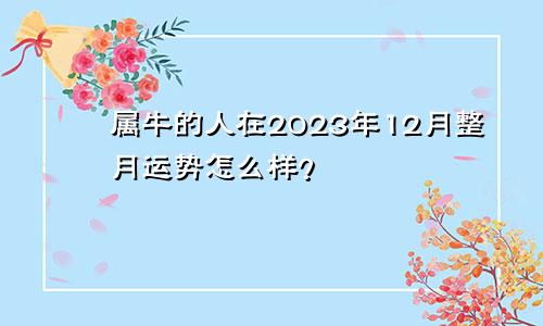 属牛的人在2023年12月整月运势怎么样？